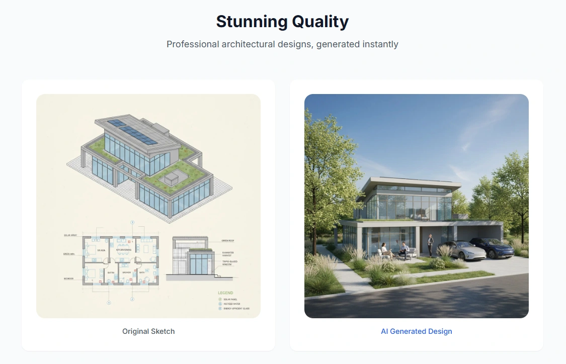 AI Architecture tool results - Multiple architectural design variations generated from AI