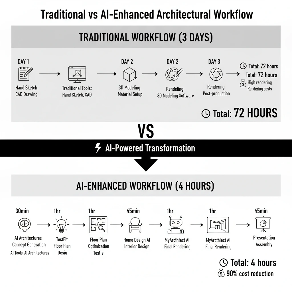 Traditional vs AI Enhanced Architectural Workflow Comparison